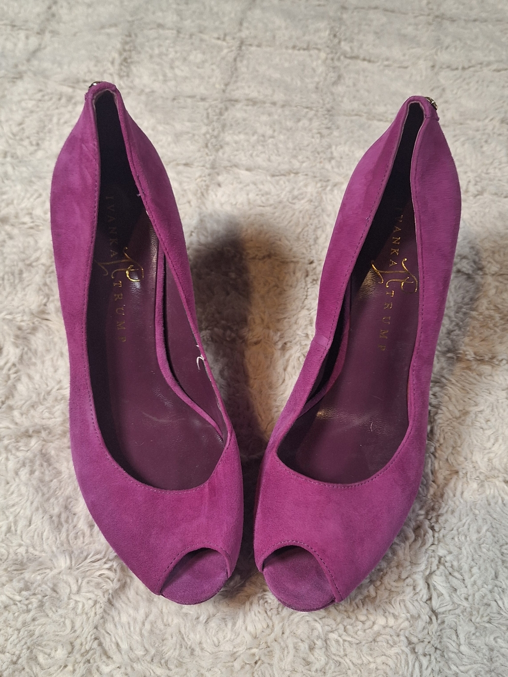 Ivanka Trump Purple Suede Peep-Toe Pumps